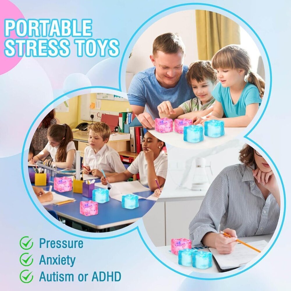 Fidget Toy for All Ages: 2 Pack Soft Sensory Fidget Ice Cube Stress Ball Squishy - Picture 5 of 6